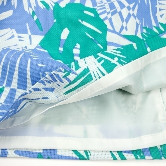 Loft Blue Green White Leaf Pattern Cotton Skirt Size 12 - Picture 11 of 12